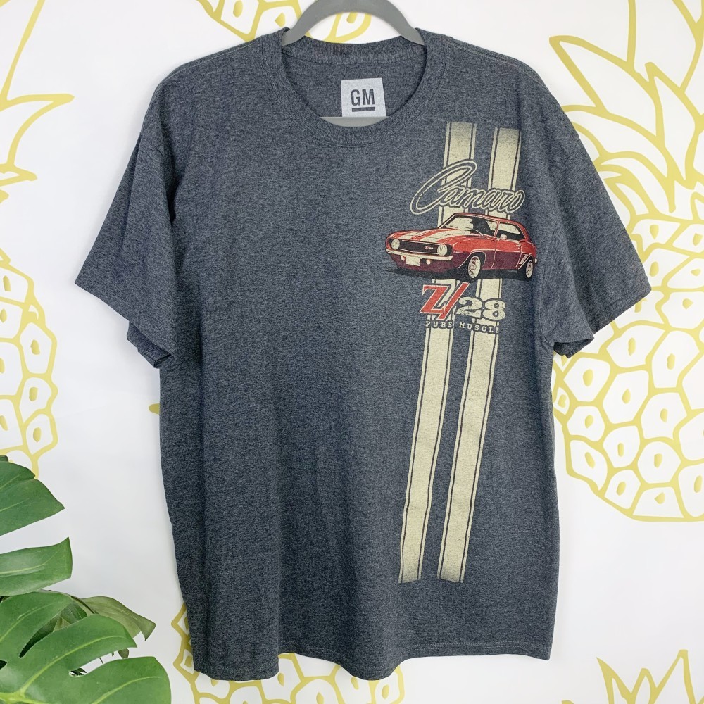 GM Camaro Official Gray Men's XL Graphic Shirt Cotton Blend Short Sleeve Light!